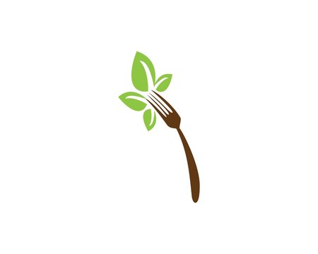 Spoon Fork Green Leaf Logo