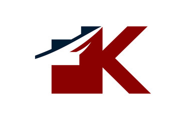 FK Red  Negative Space Square Swoosh letter Logo