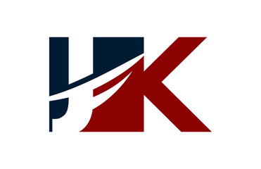 JK Red  Negative Space Square Swoosh letter Logo