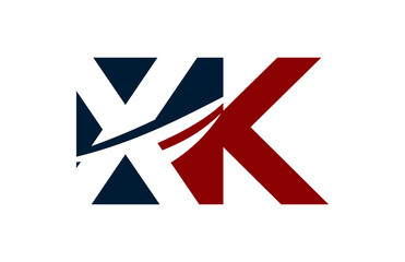 XK Red  Negative Space Square Swoosh letter Logo