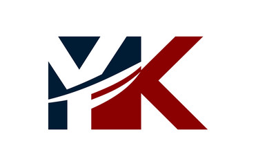 YK Red  Negative Space Square Swoosh letter Logo