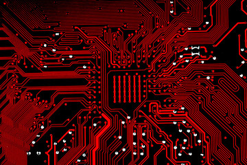 Abstract, Close up at electronic circuits, we see the technology of the mainboard, which is the...