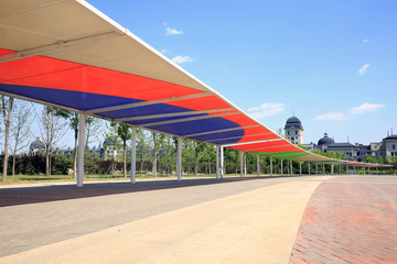 The long corridor is in the park