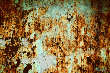 texture cracked paint on rusty steel wall background.