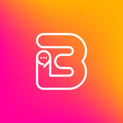 Letter B with Chat logo line shape, Social Talk, Social media, Sphere speech bubble, Technology and digital logotype