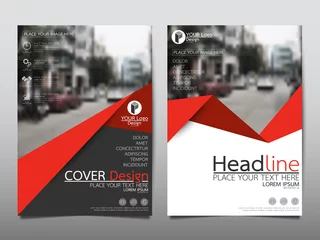 Tuinposter Red flyer cover business brochure vector design, Leaflet advertising abstract background, Modern poster magazine layout template, Annual report for presentation. © Mlap Studio