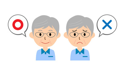 男性　シニア　マルバツ　ふきだし