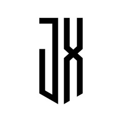 initial letters logo jx black monogram pentagon shield shape