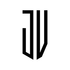 initial letters logo jv black monogram pentagon shield shape