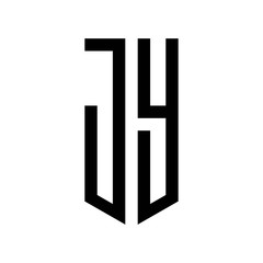 initial letters logo jy black monogram pentagon shield shape