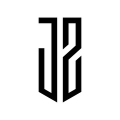 initial letters logo jz black monogram pentagon shield shape