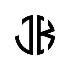 initial letters logo jk black monogram circle round shape vector