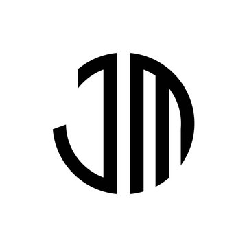 initial letters logo jm black monogram circle round shape vector