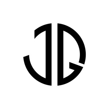 initial letters logo jq black monogram circle round shape vector