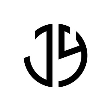 initial letters logo jy black monogram circle round shape vector