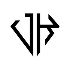 initial letters logo jk black monogram diamond pentagon shape