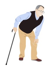 Old Man having Weak Legs