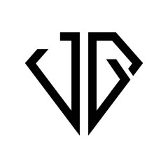 initial letters logo jq black monogram diamond pentagon shape