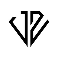 initial letters logo jz black monogram diamond pentagon shape