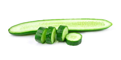 sliced cucumber isolate on white background, Sliced Cucumber in Stack isolated