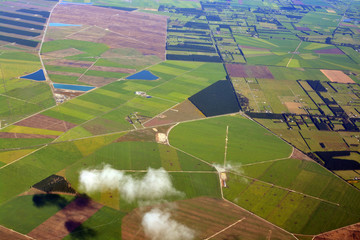 Canterbury Plains Closeup Aerial View on Autumn morning, New Zealand