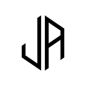 initial letters logo ja black monogram hexagon shape vector