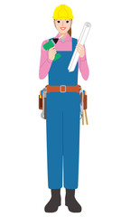 大工の笑顔の女性