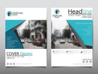 Naklejka premium Blue flyer cover business brochure vector design, Leaflet advertising abstract background, Modern poster magazine layout template, Annual report for presentation.