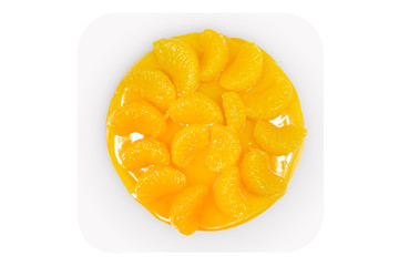 Orange cake celebrate birthday on white mat isolated on white background with 2 clipping path cake and pad