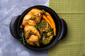 Halved baked chicken
