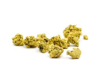 A lump of gold mine on a white background
