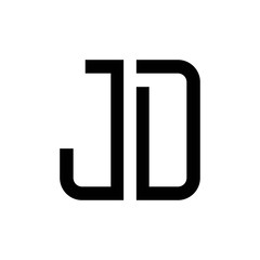 initial letters logo jd black monogram square rounded shape vector