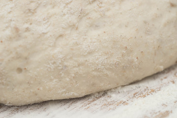 raw bread or pizza dough closeup