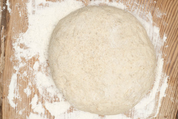 raw bread or pizza dough closeup