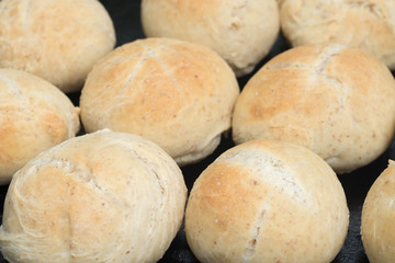 fresh homemade buns closeup