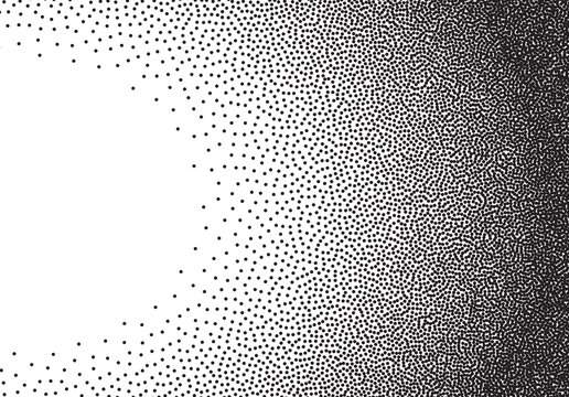 Dotwork gradient background, black and white scattered stipple dots
