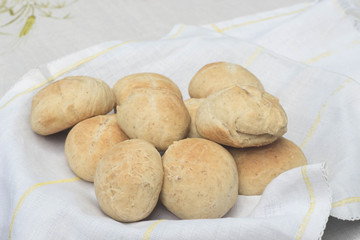 fresh homemade buns closeup
