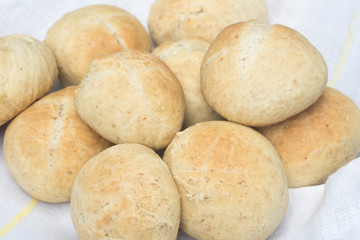 fresh homemade buns closeup