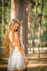 Girl in the Pine Forest