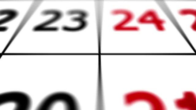 End of a month. 31st date on a calendar. Shallow depth of field.