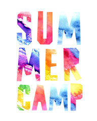 Summer camp. Watercolor letters