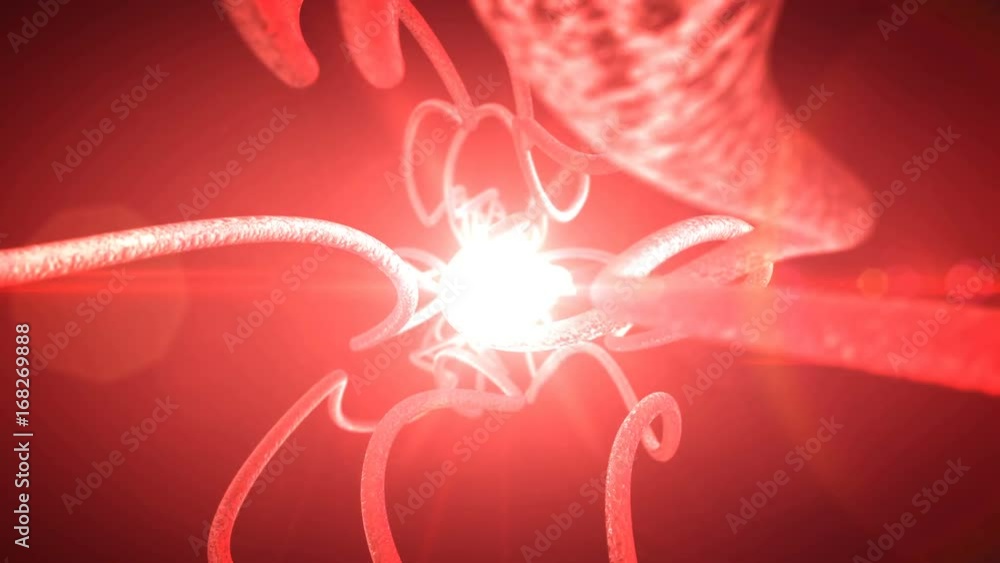Poster neurons and nervous system. 3d render