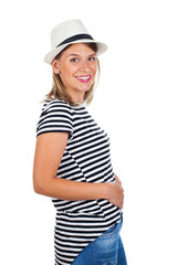 Young casual mother in first trimester - isolated