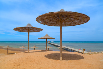 Egyptian beach at sunny day in Hurghada