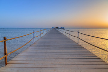 Obraz premium Pier on red sea at sunset, Hurghada in Egypt
