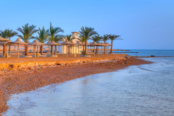 Egyptian parasols on the beach in Hurghada
