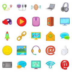 Periphery icons set, cartoon style