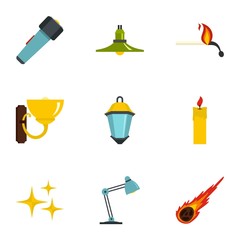 Light symbols icon set, flat style