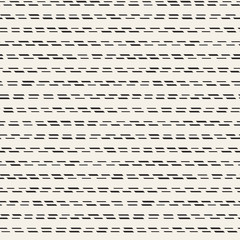 Black and White Irregular Dashed Lines Pattern. Modern Abstract Vector Seamless Background. Stylish Chaotic Stripes Mosaic