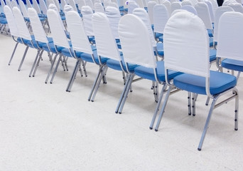 empty row chairs in prepare seminar a meeting room, Select focus with shallow depth of field.